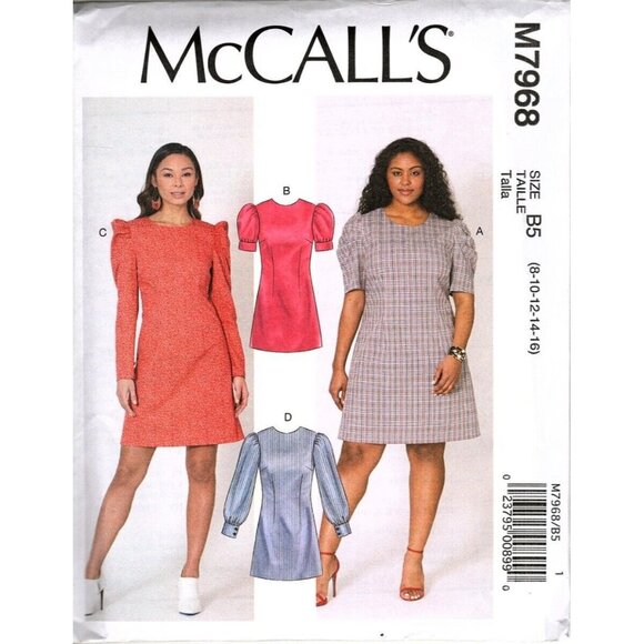 McCall's M7968 Misses 8 to 16 Fitted Dress Uncut Sewing Pattern New - Picture 1 of 2